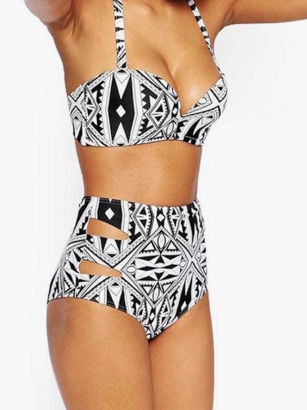Walant black and white 2 piece bathing suit size medium